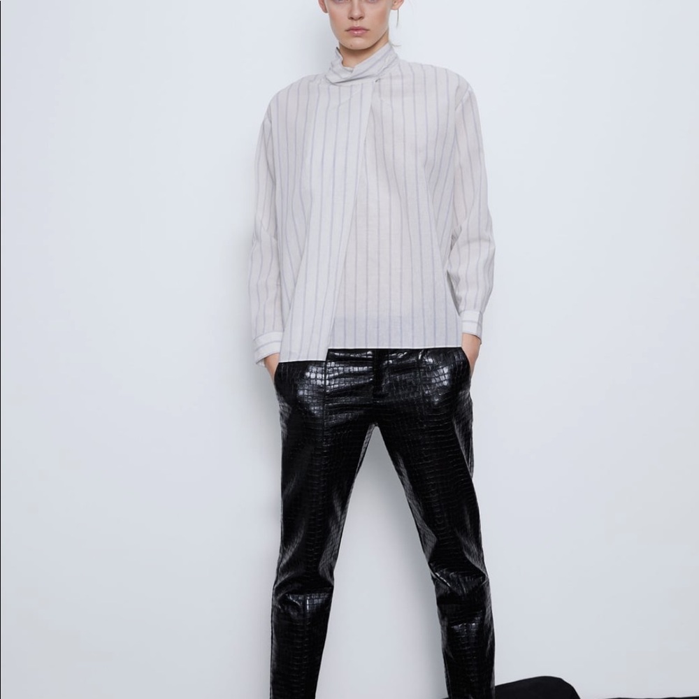 Zara striped poplin shirt, front pleated - Picture 2 of 10